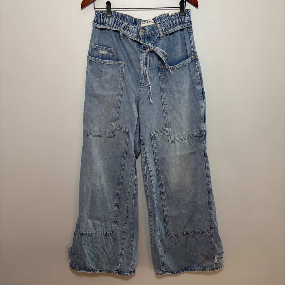We the Free Free People Curvy Outlaw Mid Rise Wide Leg Jeans Women Medium Y2K